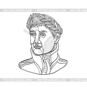 Emperor Wearing Laurel Leaf Mono Line - vector image