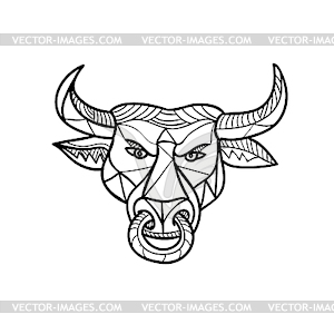 Texas Longhorn Bull Head Mosaic - vector clipart