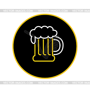 Beer Mug Foam Neon Sign Icon - vector image
