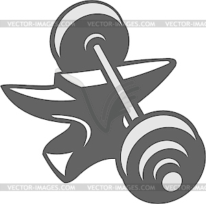 Barbell Dumbbell Anvil Grayscale - vector image