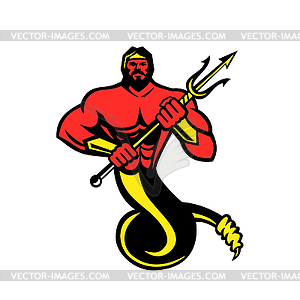 Typhon Holding Trident Mascot Color - vector clipart / vector image