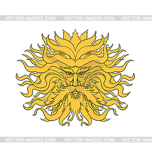 Helios Greek God of Sun Head Drawing Color - vector image