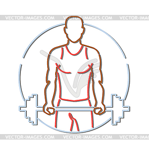 African American Athlete Lifting Barbell Neon Sign - vector clipart