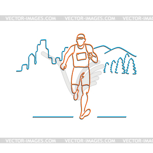 Marathon Runner Running Neon Sign - vector image