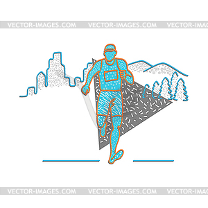 Marathon Runner Memphis Style - vector clipart / vector image