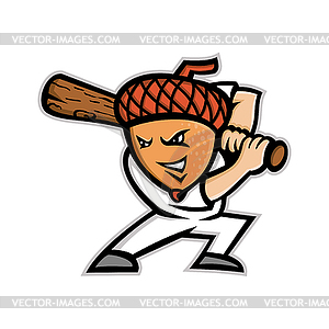 Acorn Baseball Mascot - royalty-free vector image