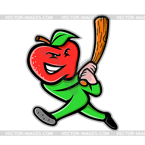 Apple Baseball Mascot - vector clip art