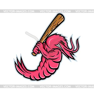 Jumbo Shrimp Baseball Mascot - vector clipart