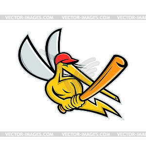 Mosquito Baseball Mascot - vector image