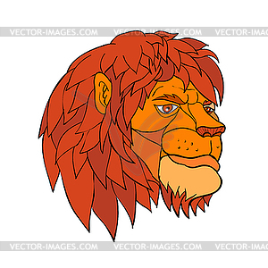 Ruminating Lion Head Cartoon Color - royalty-free vector image