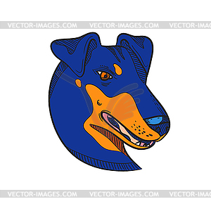 Manchester Terrier Dog Head Drawing Color - vector image