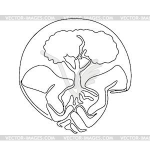 Tree on Palm of Hand Continuous Line - vector image