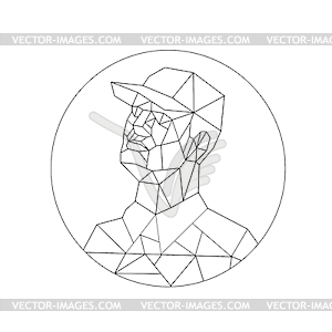 Union Worker Looking Up Low Polygon Black and White - vector clipart