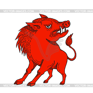 Red Razorback Doodle Art - vector clip art