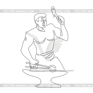 Blacksmith Hammer Continuous Line - vector clipart