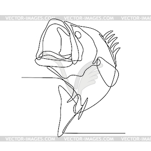 Largemouth Bass Jumping Continuous Line - vector clipart