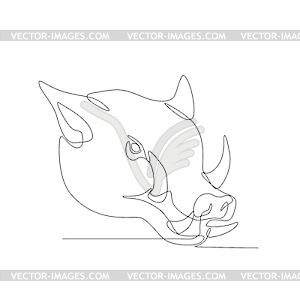 Wild Pig Head Continuous Line - vector image