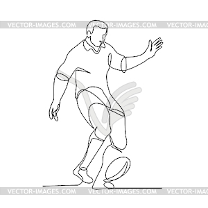 Rugby Player Kicking Ball Continuous Line - stock vector clipart