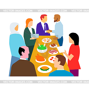 Diversity in Workplace Retro - vector clip art