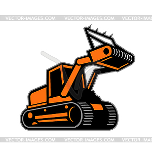 Tracked Mulching Tractor Icon Retro - vector clip art