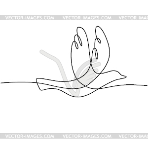 Bird Flying Continuous Line - vector clip art