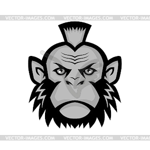 Chimpanzee Wearing Mohawk Mascot - vector clipart