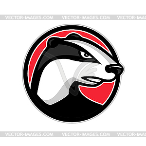 Badger Head Circle Mascot - vector image