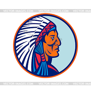 Cheyenne Chief Head Mascot - vector clip art
