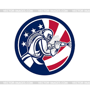 Американский пескоструйный аппарат абразивоструйная обработка значок флага США - векторное изображение