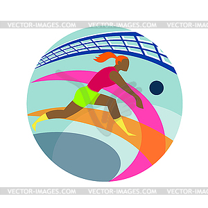 Volleyball Player Passing Ball Icon - vector image