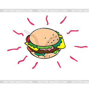 Cheeseburger Cartoon Drawing - vector clipart
