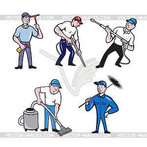 Cleaner Cartoon Set - vector image