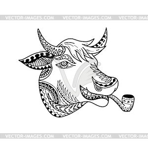 Cow Head Tribal Tattoo - vector clipart