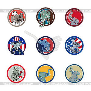 Elephant Head Mascot Circle - vector image