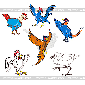 Fowl Cartoon Set - vector image