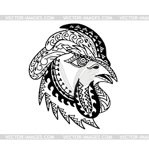 Татуировка в виде головы петуха - стоковый векторный клипарт