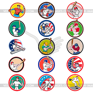 Cartoon Baseball Icon Collection - vector clip art