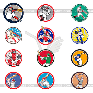 Cartoon Baseball Icon Collection - vector clip art