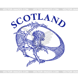 Rugby Ball With Thistle Scotland Drawing - vector clip art