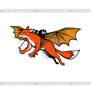 Flying Fox With Mechanical Wings Mascot - vector clip art