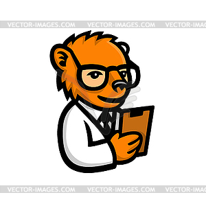 Nerdy Bear Scientist Mascot - vector image