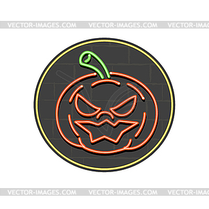 Jack-O-Lantern Neon Sign Circle - vector clipart