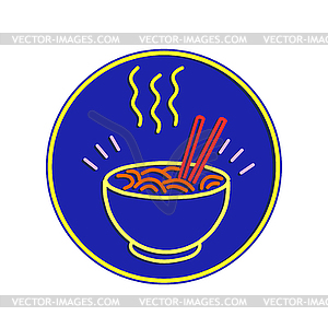 Hot Noodle Bowl Neon Sign - vector image