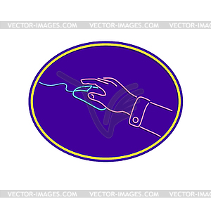 Hand Clicking Mouse Neon - vector clipart