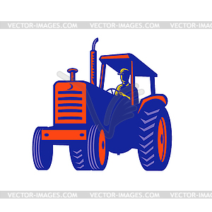 Vintage Farm Tractor Retro - vector image