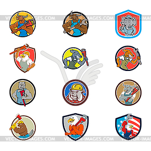 Animal Tradesman Mascot Set Collection - vector clipart / vector image