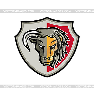 Half Bull Half Lion Head Shield Mascot - vector clip art