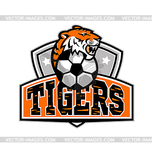 Tiger Soccer Футбольный мяч Crest Mascot - стоковый клипарт