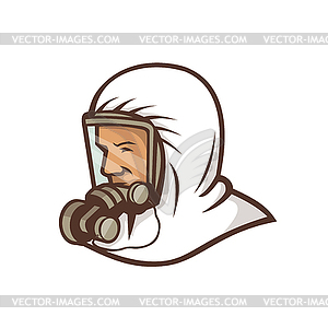 Медицинский работник носить маску для лица талисман - стоковое векторное изображение