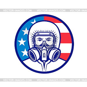 American Industrial Worker Wearing RPE Mascot - vector clip art